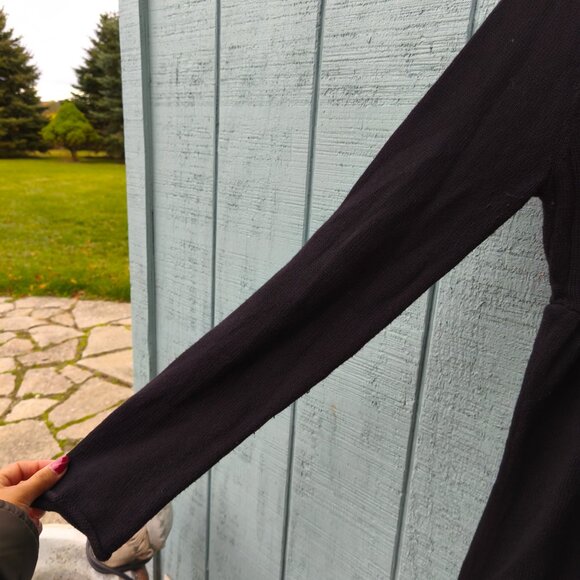 y2k Roxy Cable Knit Babydoll Hooded Sweater sz M Black Coquette Whimsygoth - Picture 2 of 10